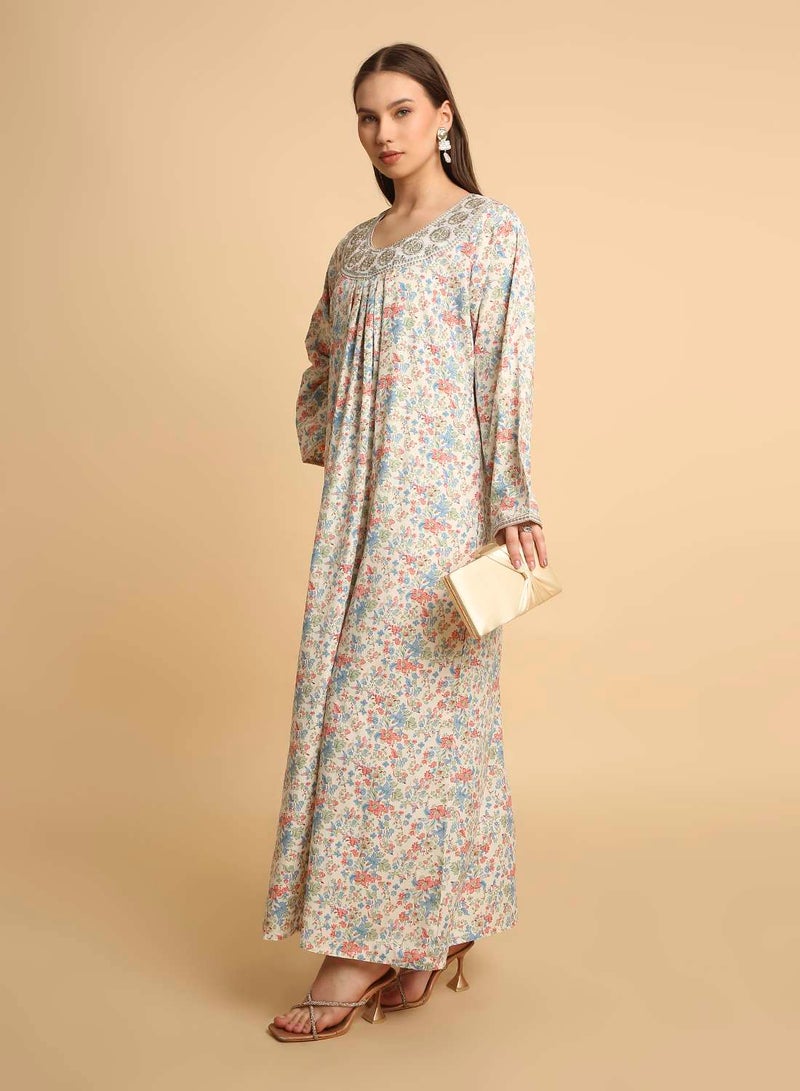 HANA & SARA Arabic Long Traditional Printed Jalabiya Dress For Womens - Image 5